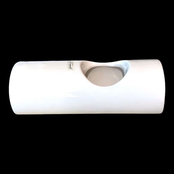 Japanese Inspired White Ceramic Ikebana Vase by Live Trends – 9" Cylinder Shape - Picture 7 of 10